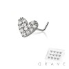 12PCS OF MULTI CZ HEART 316L SURGICAL STEEL L-SHAPE NOSE BOX